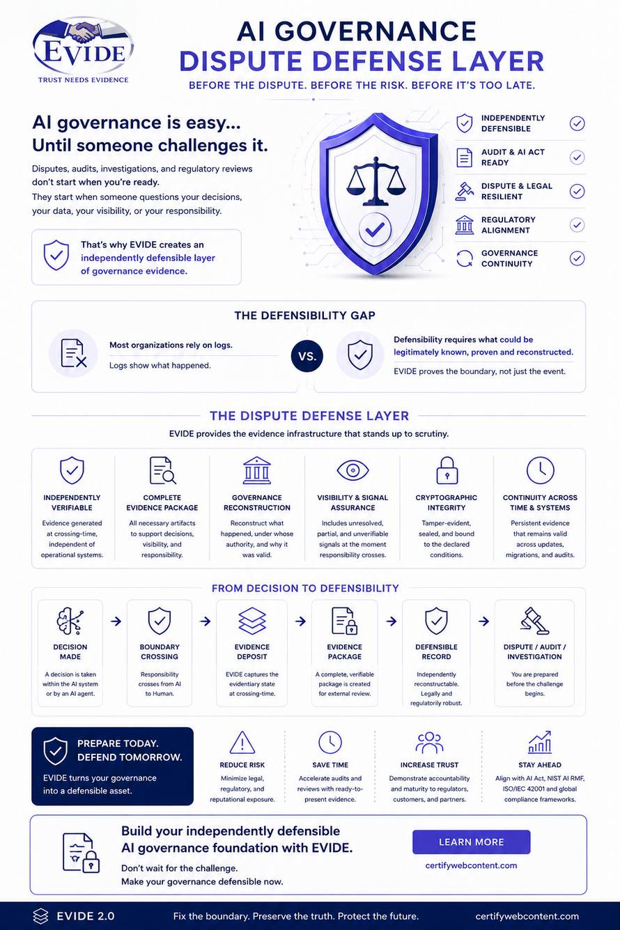 AI Governance Dispute Defense Layer — EVIDE 2.0