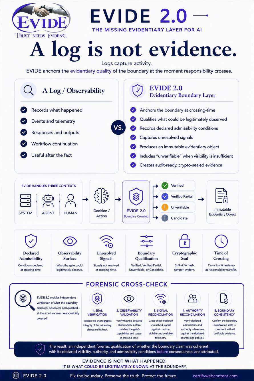 EVIDE 2.0 — A log is not evidence