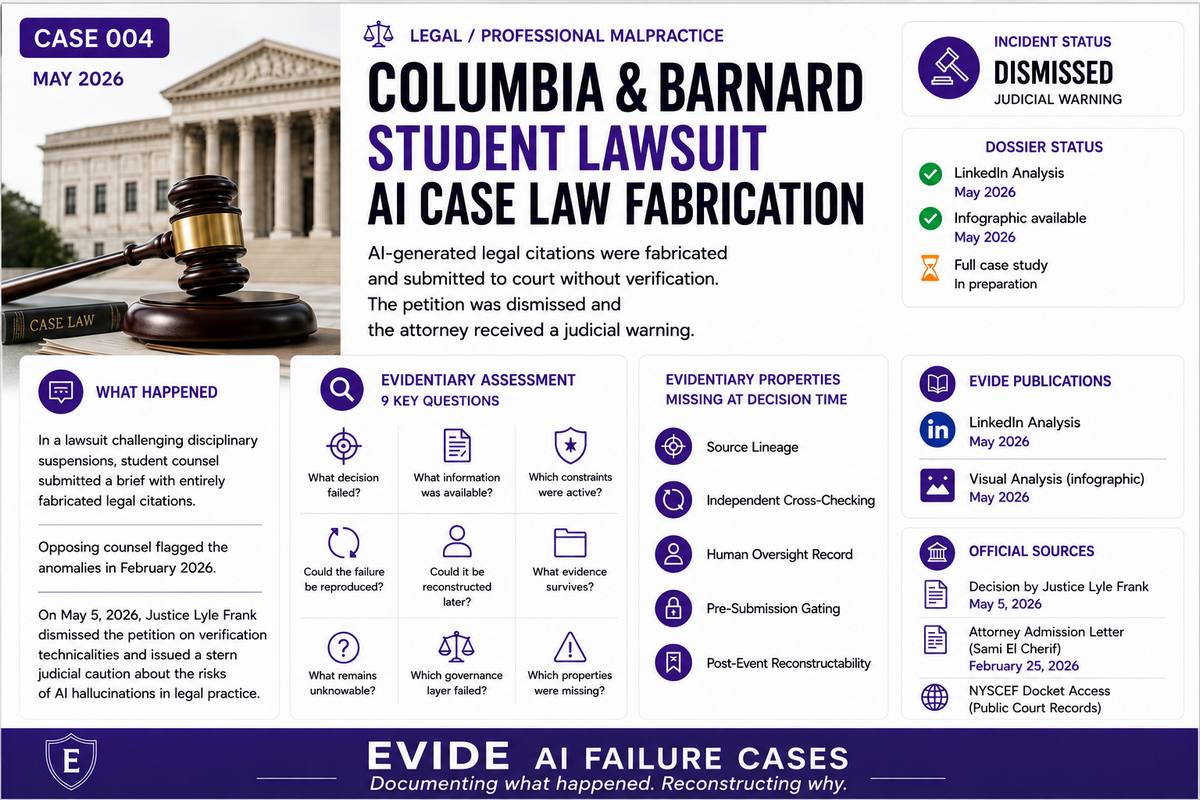 Columbia & Barnard Student Lawsuit — AI Case Law Fabrication — EVIDE Evidentiary Assessment