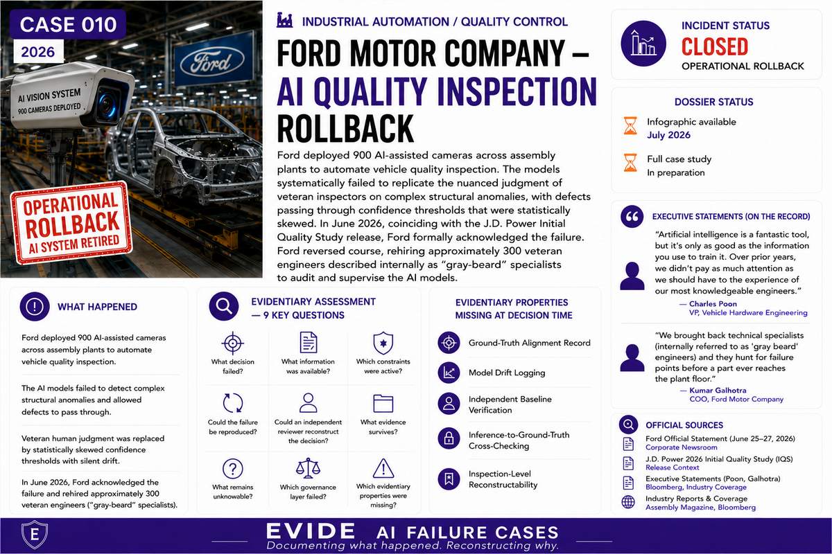 Ford Motor Company — AI Quality Inspection Rollback — EVIDE Evidentiary Assessment