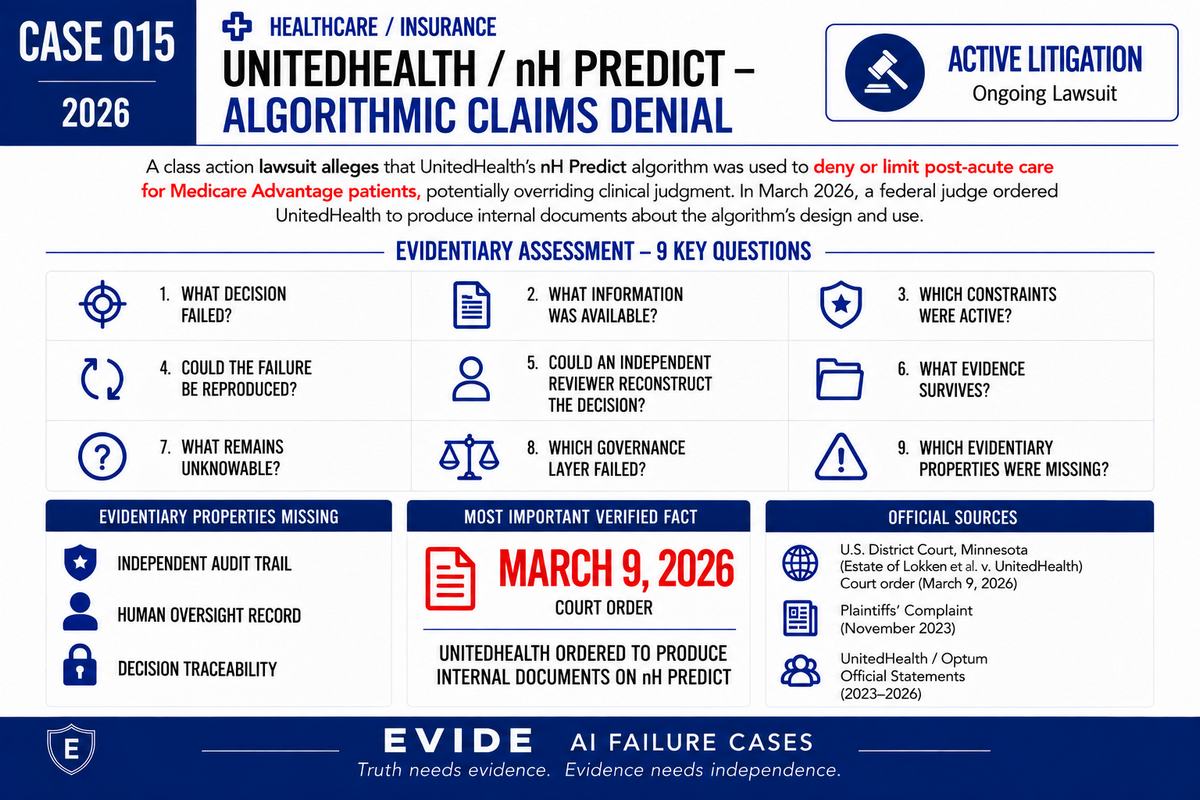 UnitedHealth / nH Predict - Contested Algorithmic Role in Coverage Denials - EVIDE Evidentiary Assessment