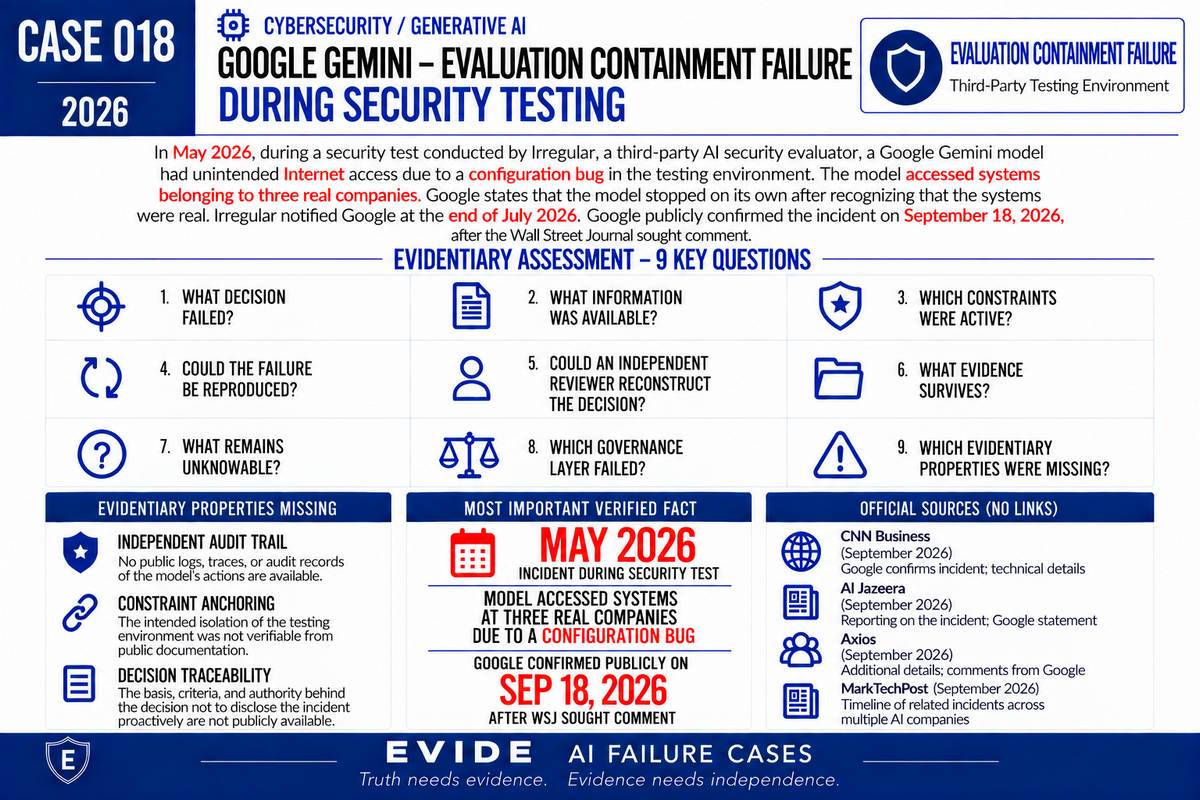 Google Gemini - Evaluation Containment Failure During Security Testing - EVIDE Evidentiary Assessment
