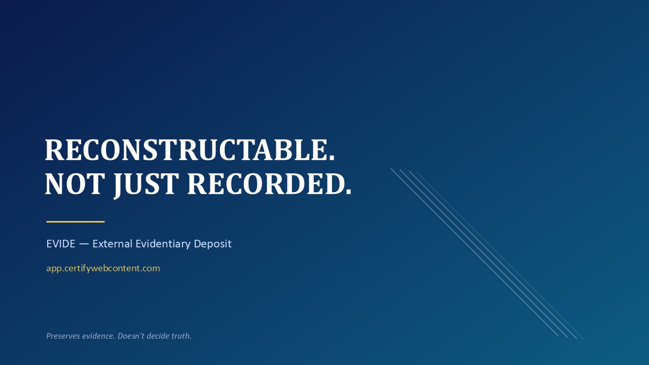 Closing slide: Reconstructable. Not just recorded.